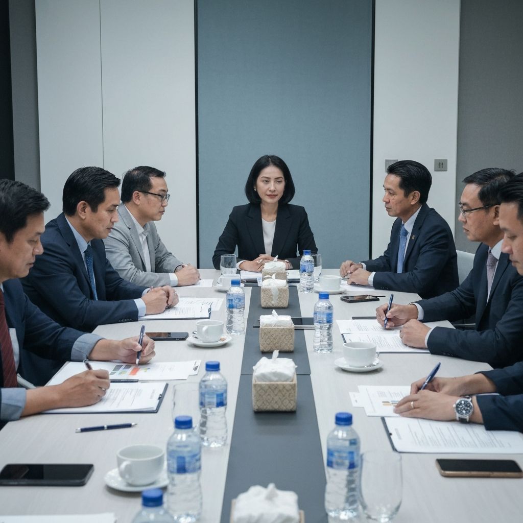 Eksekutif bisnis Indonesia dalam rapat