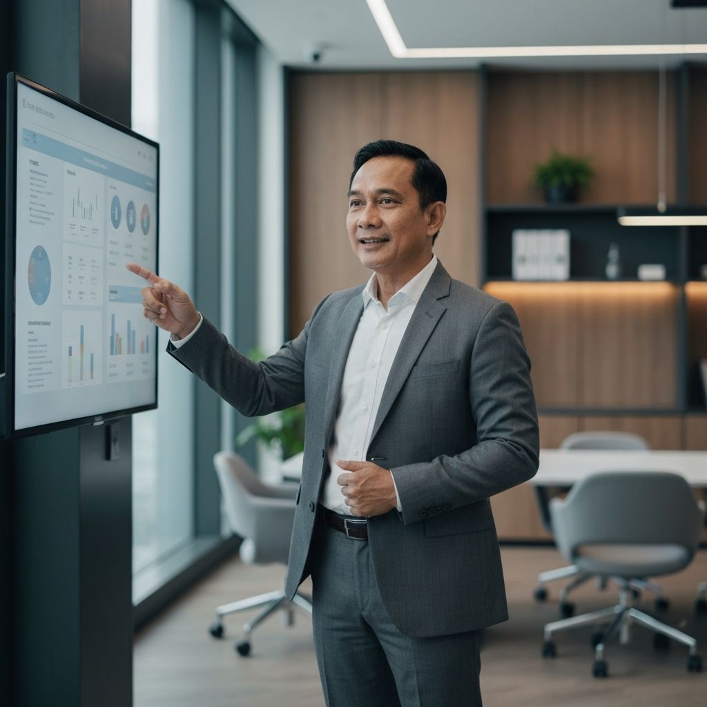 Profesional mempresentasikan solusi AI