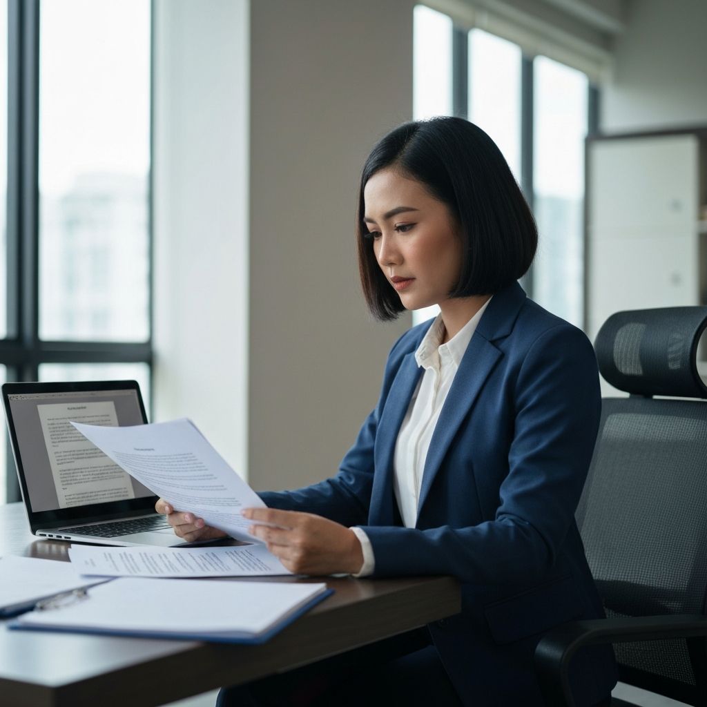 Profesional meninjau dokumen AI